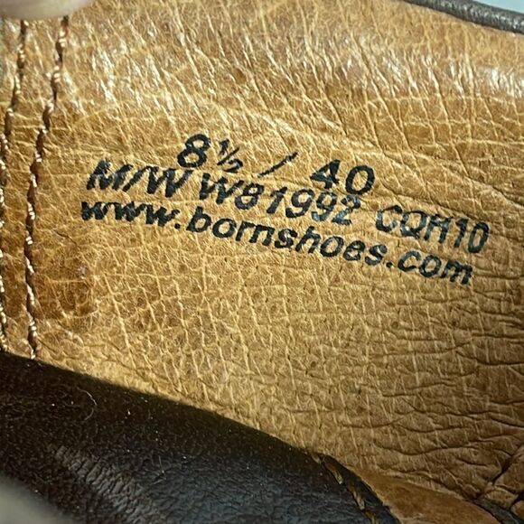 Born Brown Pebbled Leather Slip On Heels Sz 8.5 - Picture 5 of 6